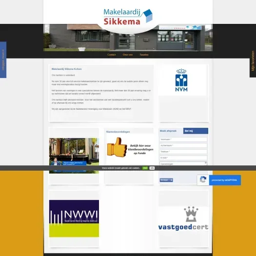 Screenshot of the website of www.sikkemamakelaar.nl