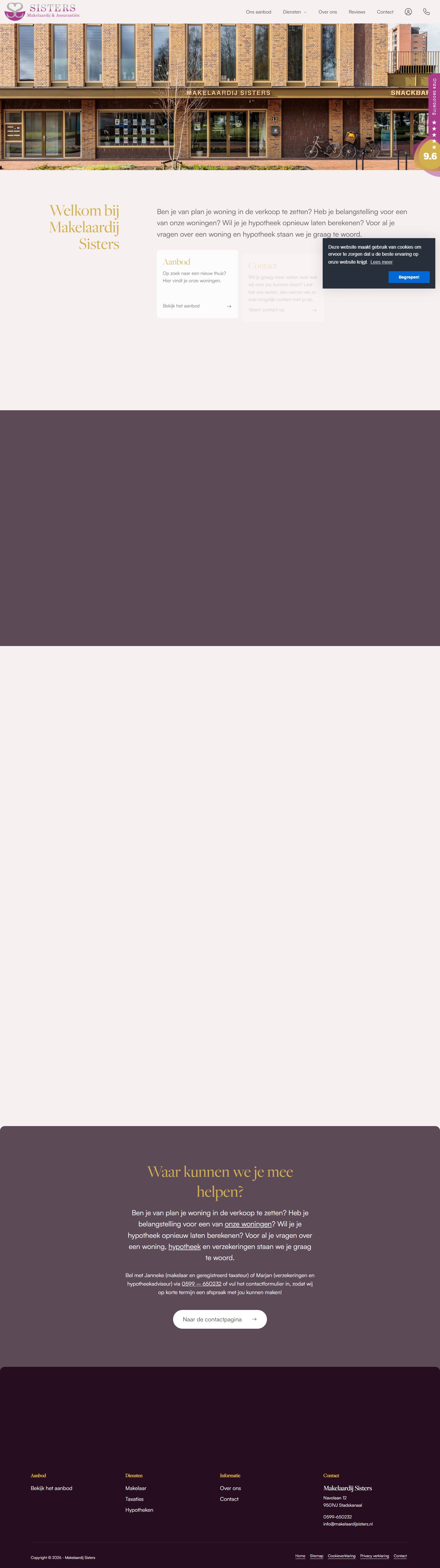 Screenshot der Website von www.makelaardijsisters.nl