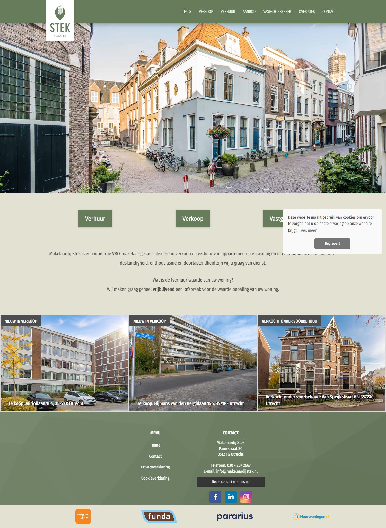 Screenshot der Website von www.makelaardijstek.nl