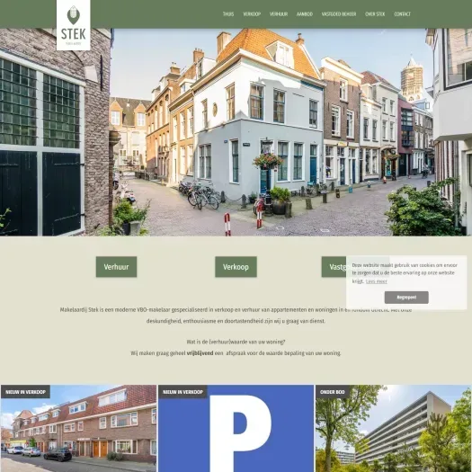 Screenshot van de website van www.makelaardijstek.nl
