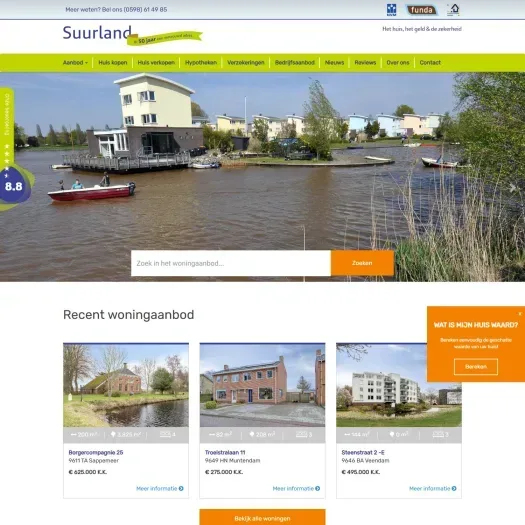Screenshot of the website of www.suurland-makelaardij.nl