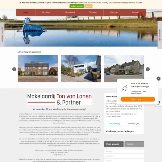 Screenshot of the website of www.vanlanen.nl