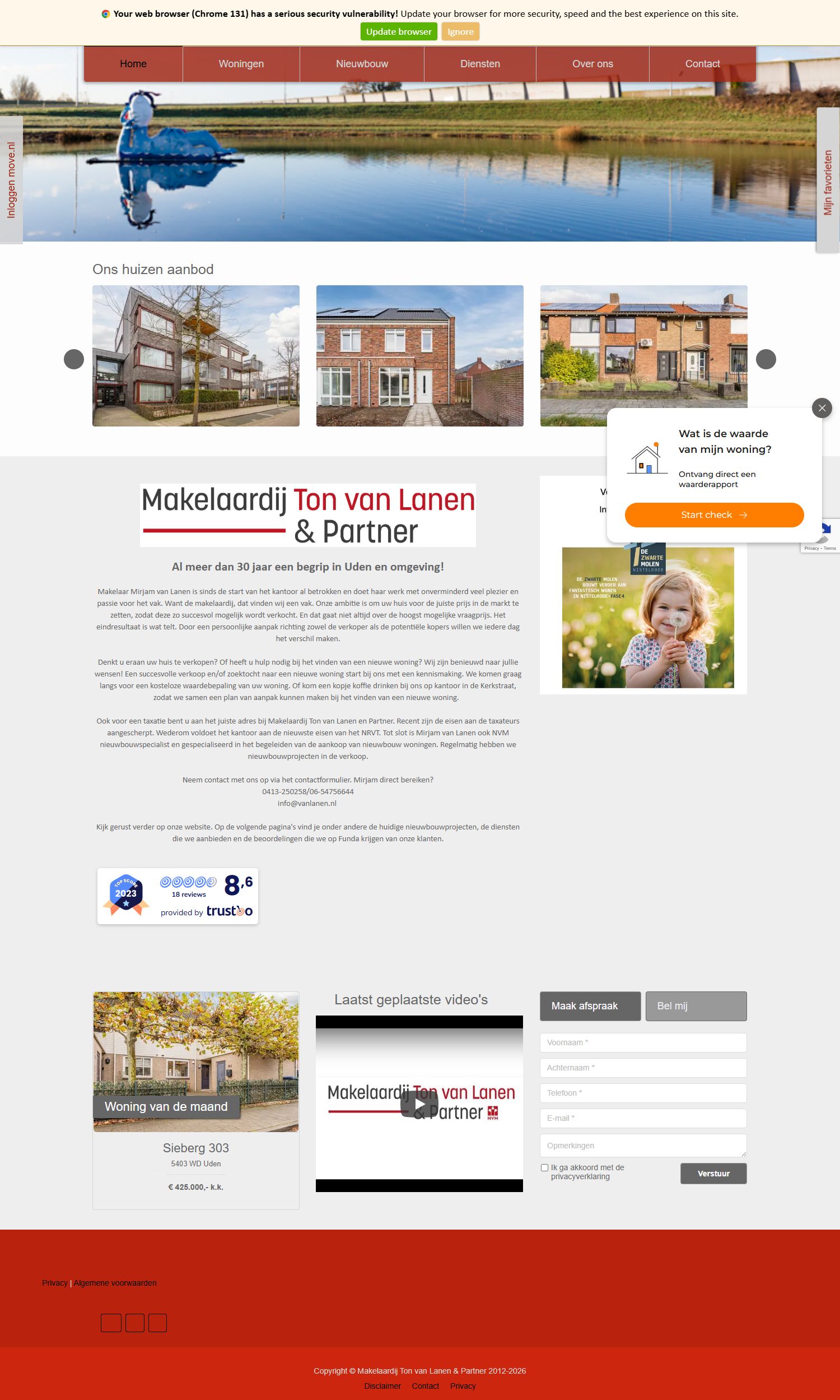 Screenshot der Website von www.vanlanen.nl