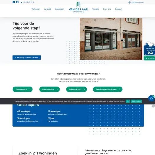 Screenshot van de website van www.vdlaar.nl