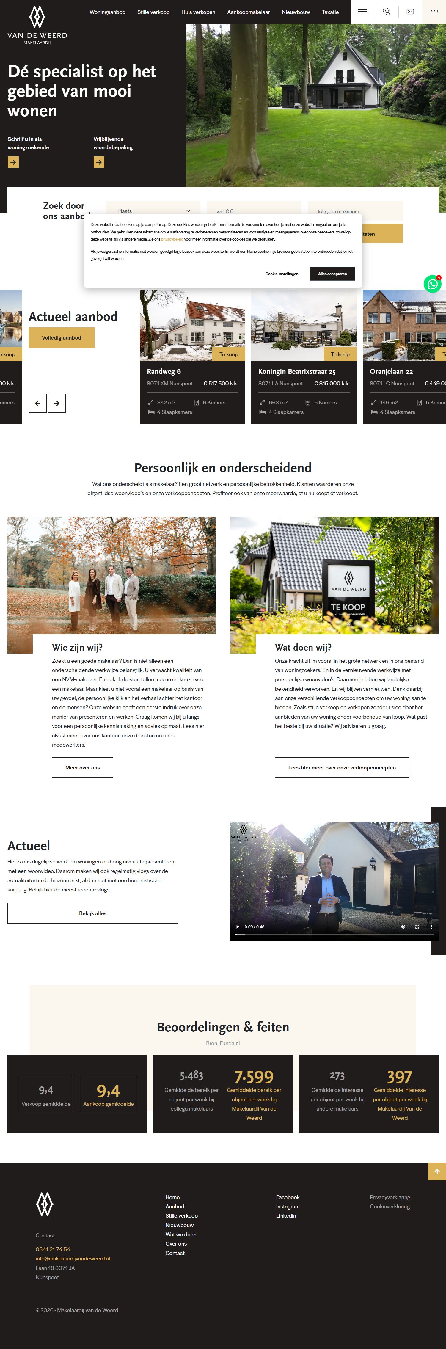 Screenshot of the website of www.makelaardijvandeweerd.nl