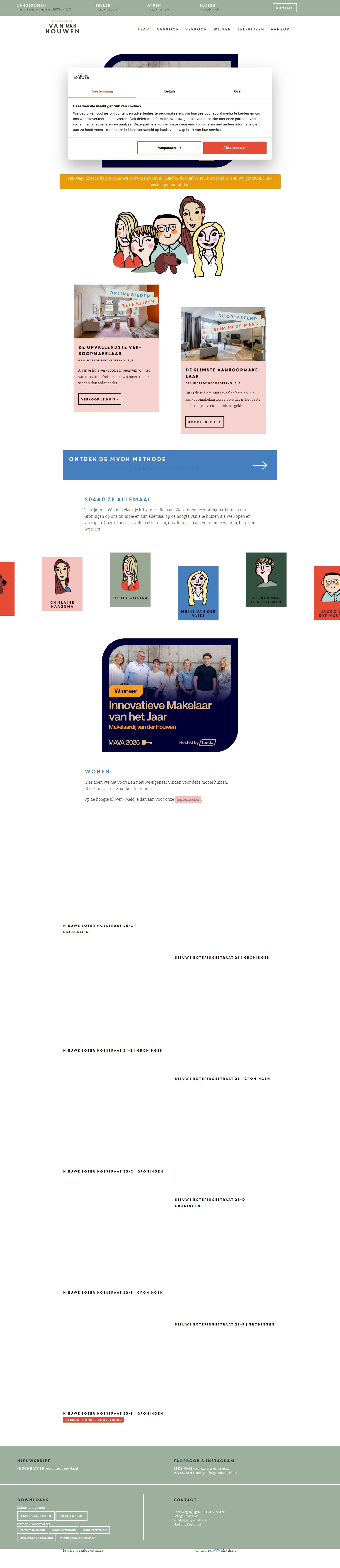 Screenshot of the website of www.mvdh.nl