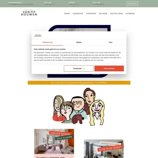 Screenshot of the website of www.mvdh.nl