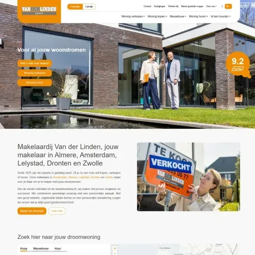 Screenshot van de website van www.vanderlinden.nl