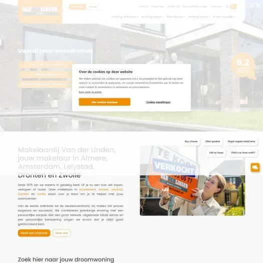 Capture d'écran du site web de www.vanderlinden.nl