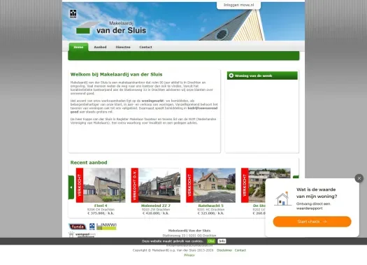 Screenshot der Website von www.makelaardijvandersluis.nl