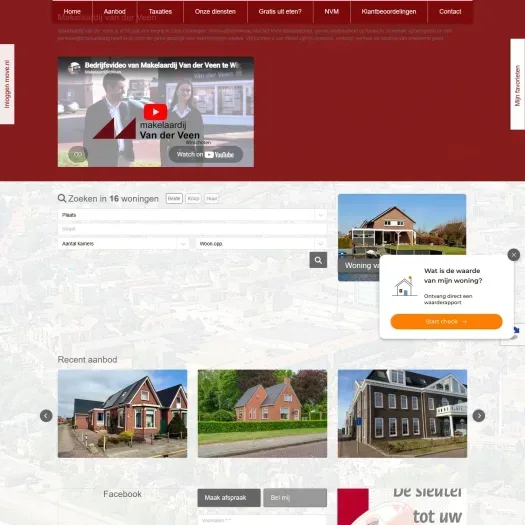 Screenshot van de website van www.makelaardijvanderveen.nl