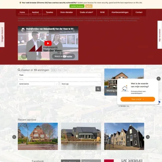 Screenshot van de website van www.makelaardijvanderveen.nl
