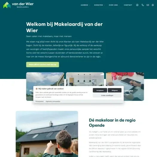 Screenshot of the website of www.makelaardijvanderwier.nl