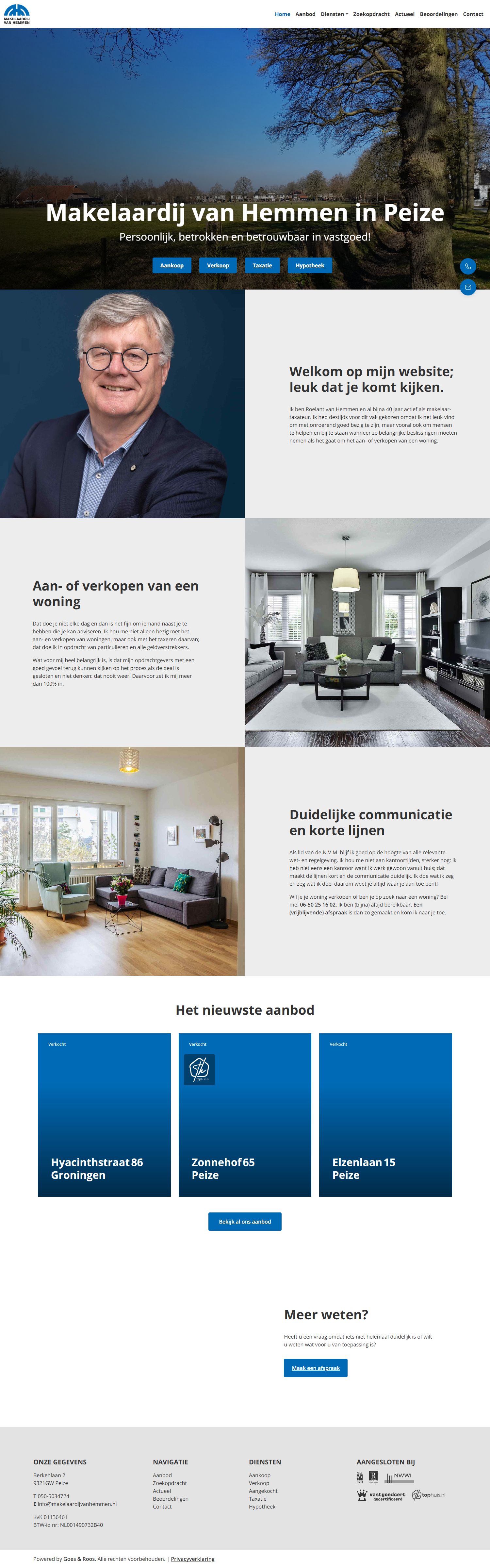 Screenshot of the website of www.makelaardijvanhemmen.nl