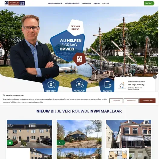 Screenshot van de website van www.vanravens.nl