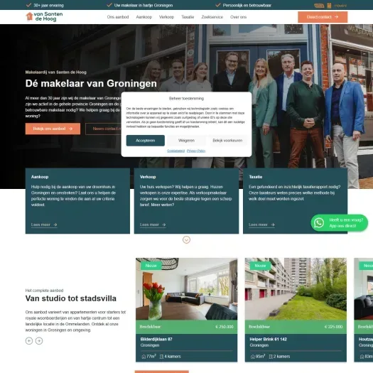 Screenshot van de website van www.vansantendehoog.nl