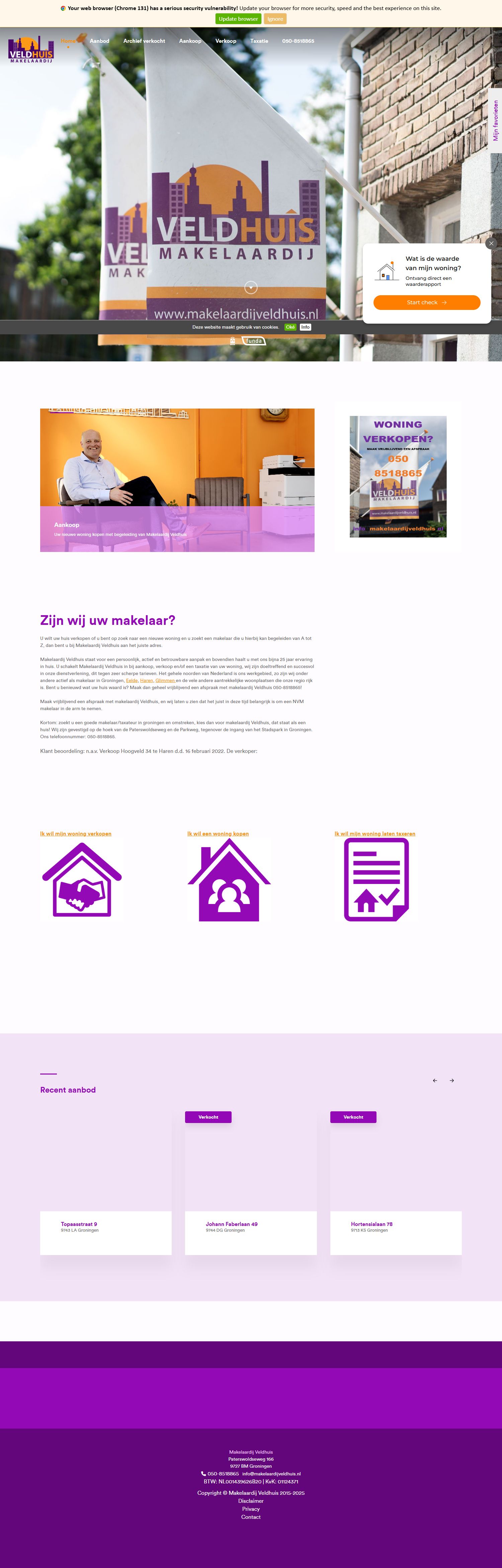 Screenshot der Website von www.makelaardijveldhuis.nl