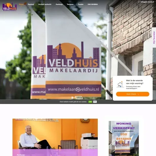 Screenshot van de website van www.makelaardijveldhuis.nl