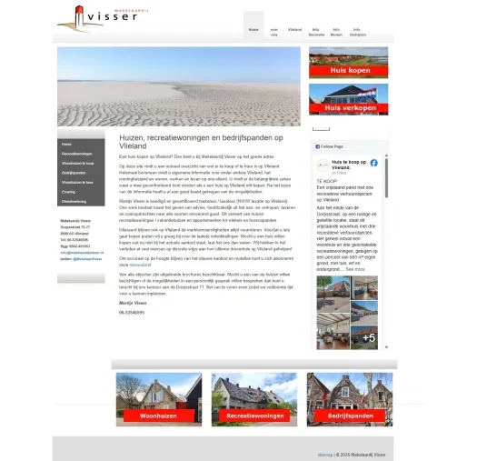 Screenshot van de website van www.makelaardijvisser.nl