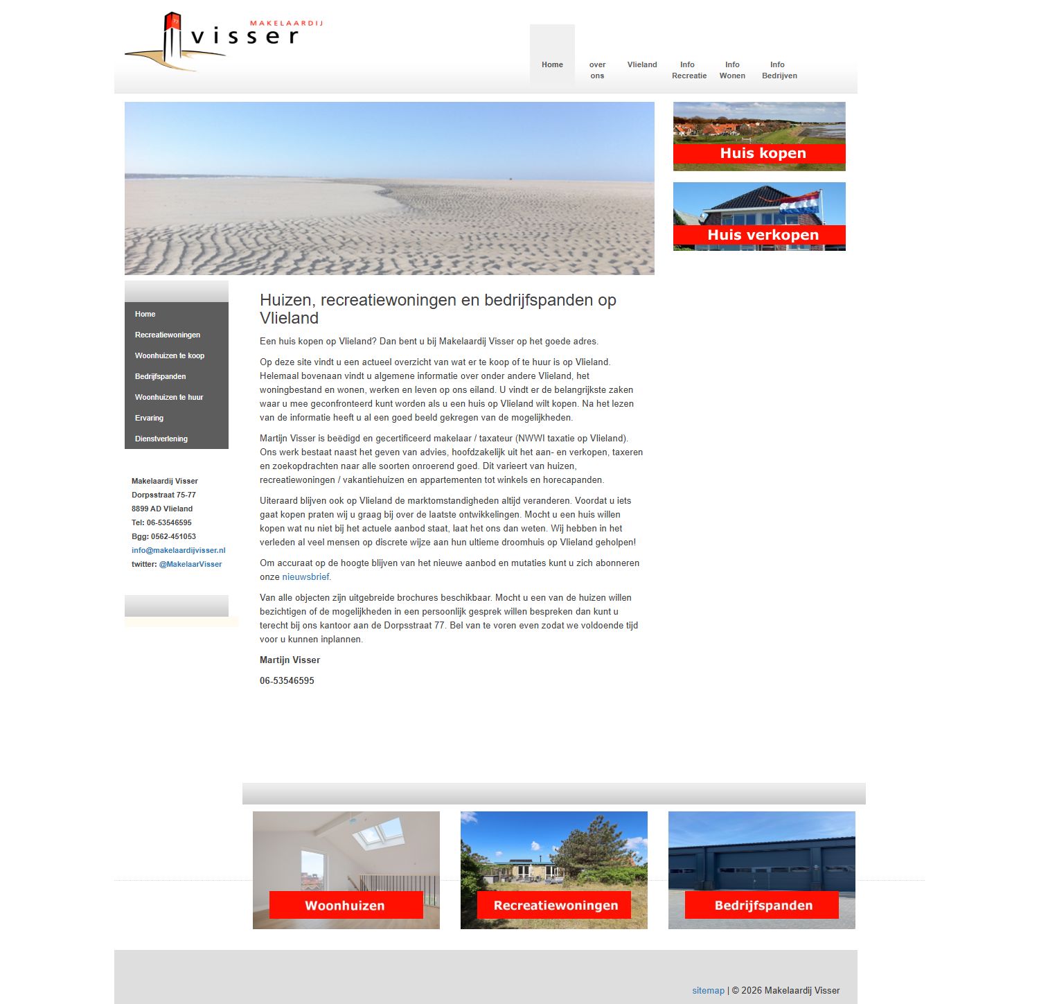 Screenshot van de website van www.makelaardijvisser.nl