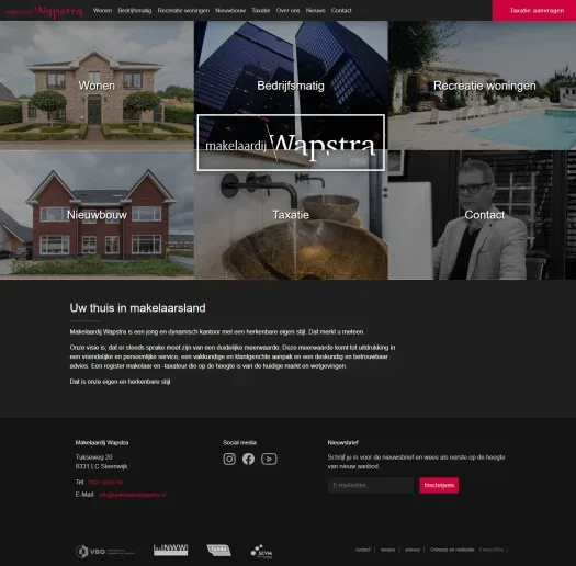 Screenshot of the website of www.makelaardijwapstra.nl