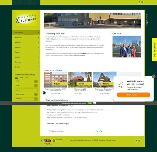 Screenshot of the website of www.makelaardijwassenaar.nl
