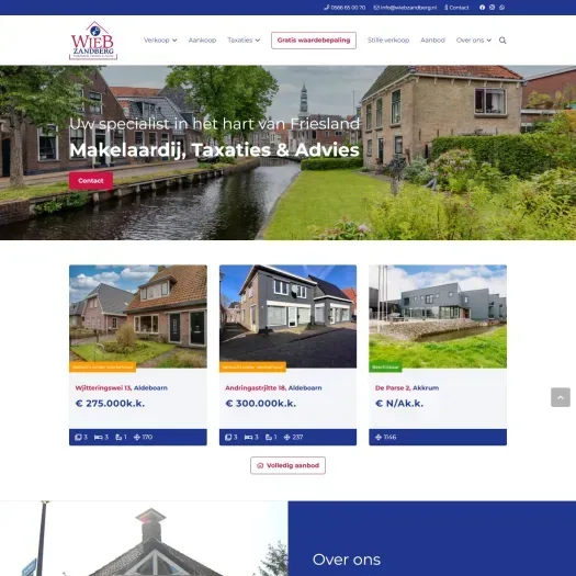 Screenshot van de website van www.wiebzandberg.nl