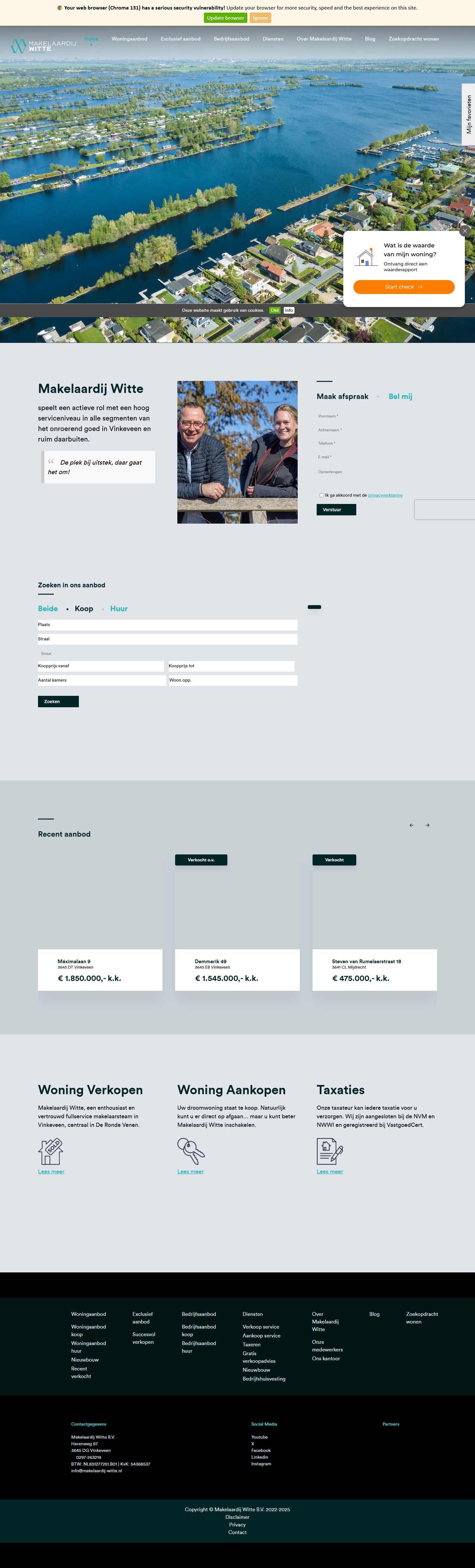 Screenshot der Website von www.makelaardij-witte.nl