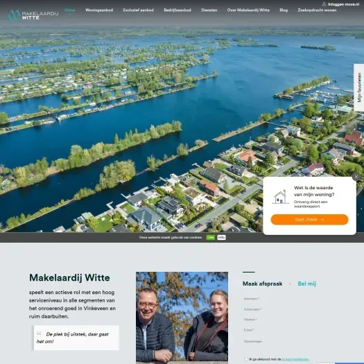 Screenshot van de website van www.makelaardij-witte.nl