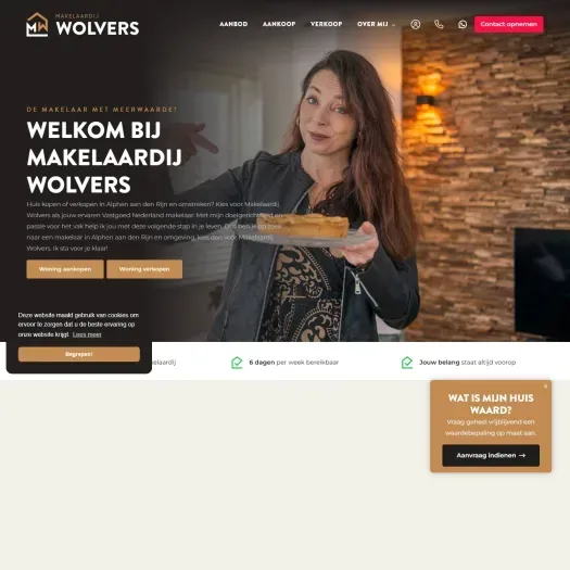 Screenshot van de website van www.moniquewolvers.nl