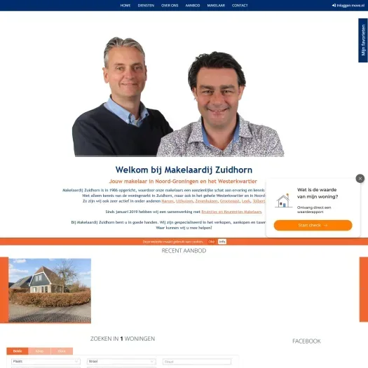 Screenshot der Website von www.makelaardijzuidhorn.nl