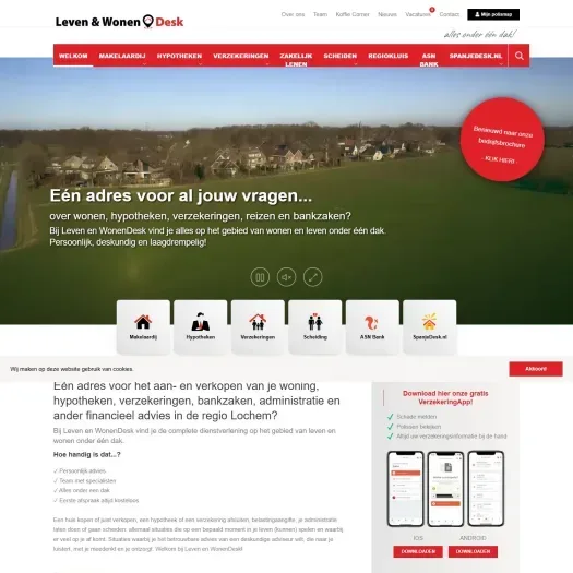Screenshot van de website van levenenwonendesk.nl