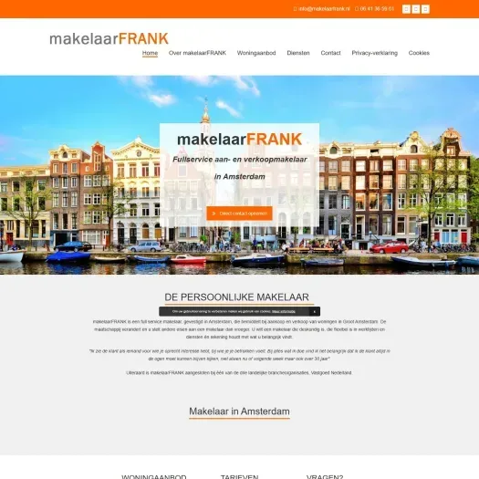 Screenshot van de website van www.makelaarfrank.nl