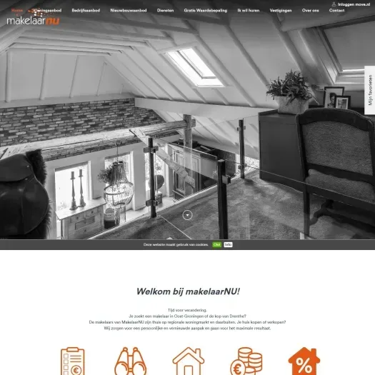 Screenshot of the website of www.makelaarnu.nl