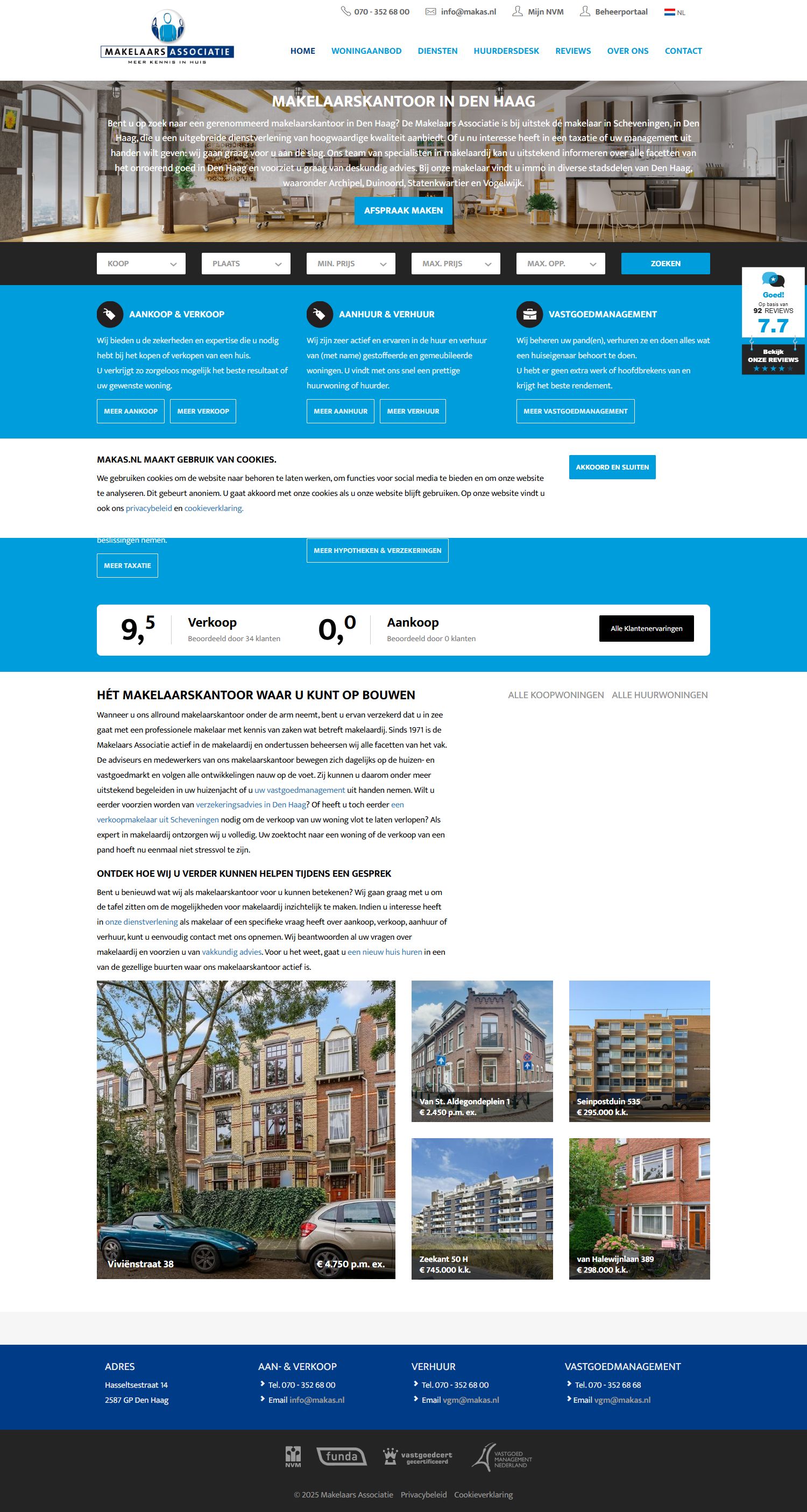 Screenshot van de website van www.makas.nl