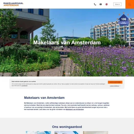 Screenshot of the website of www.makelaarsvan.nl