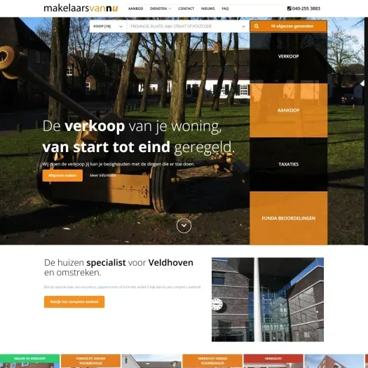 Screenshot der Website von www.makelaarsvannu.nl