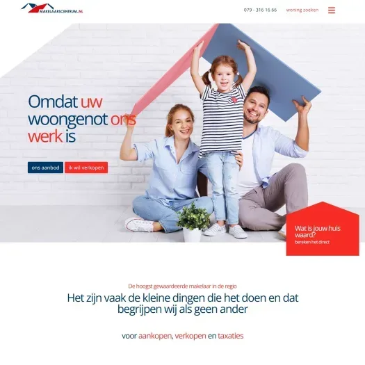 Screenshot van de website van www.makelaarscentrum.nl