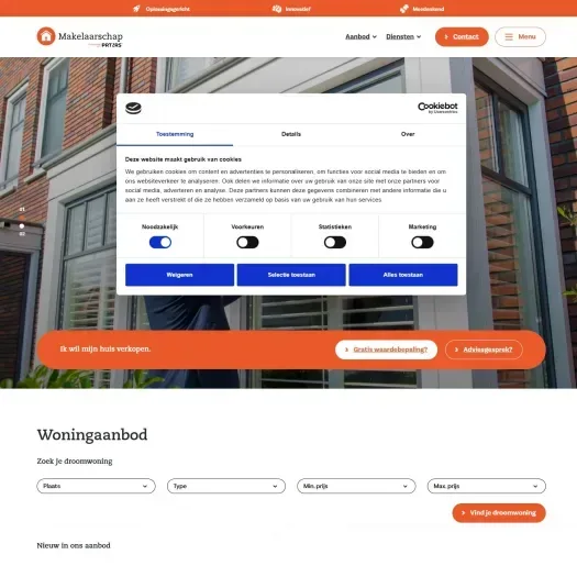 Screenshot of the website of www.makelaarschap.nl
