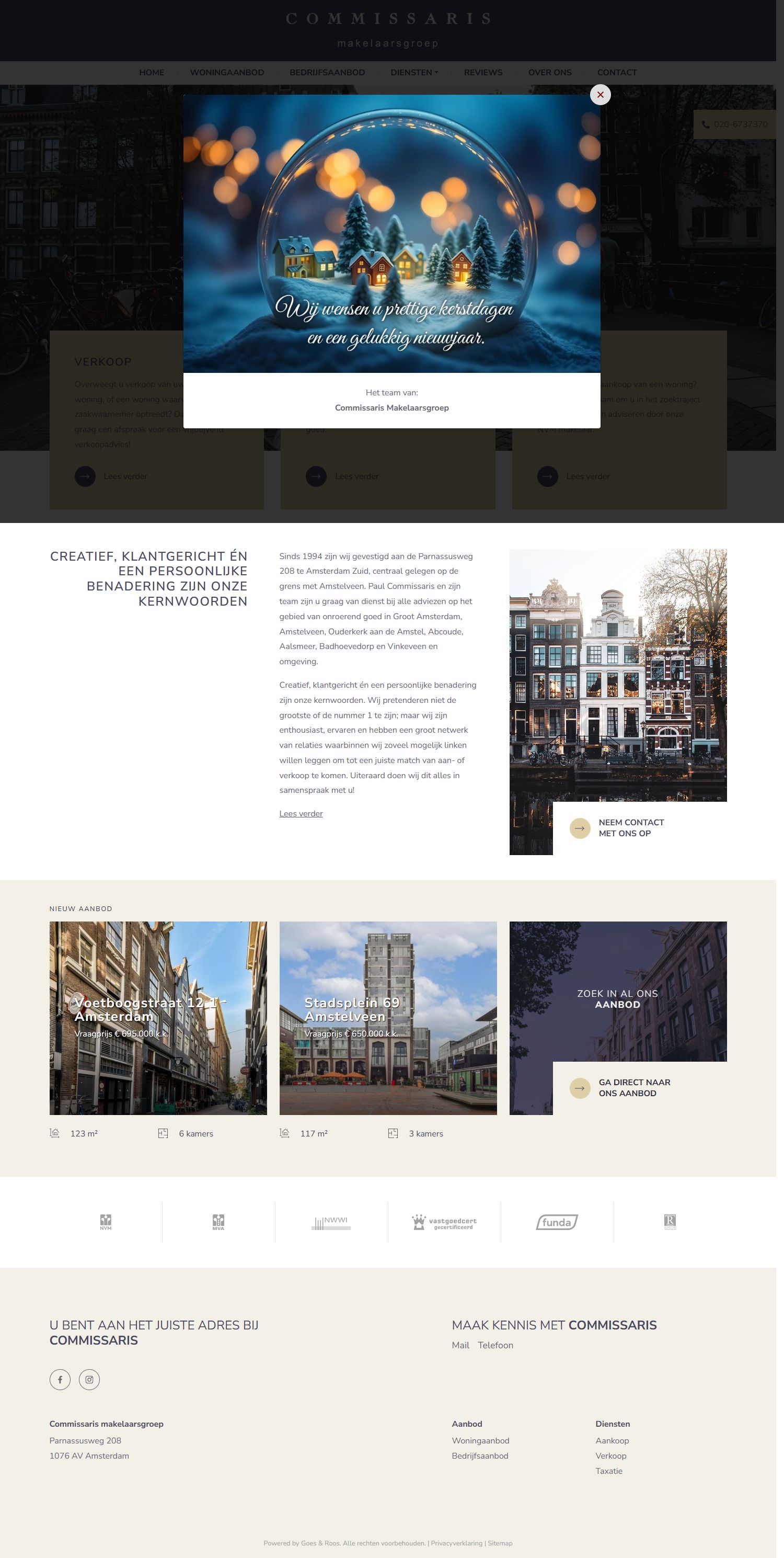 Screenshot van de website van www.commissaris.nl