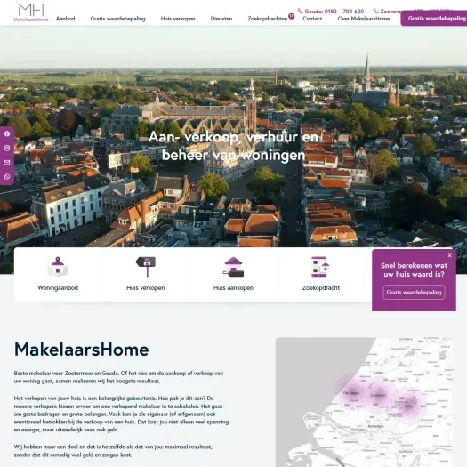 Screenshot van de website van www.makelaarshome.nl