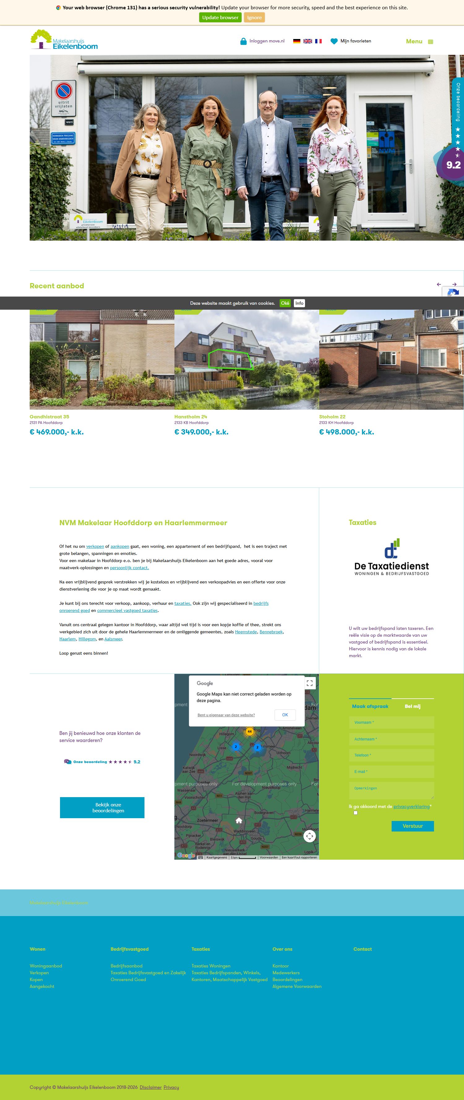 Screenshot of the website of www.hetmakelaarshuijs.nl