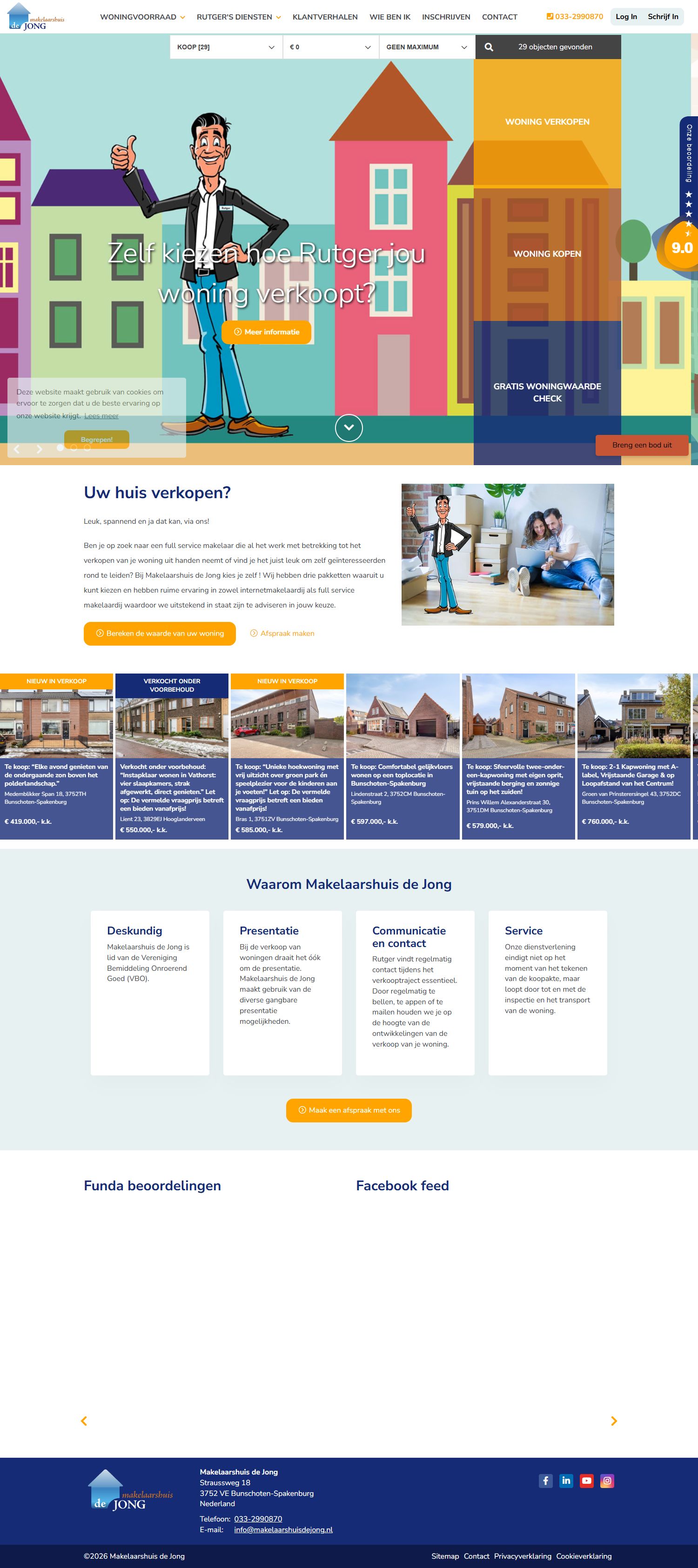 Screenshot der Website von www.makelaarshuisdejong.nl