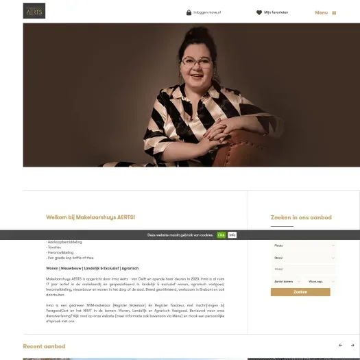 Screenshot van de website van www.aerts.nl