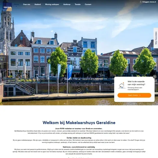 Screenshot van de website van www.makelaarshuysgeraldine.nl
