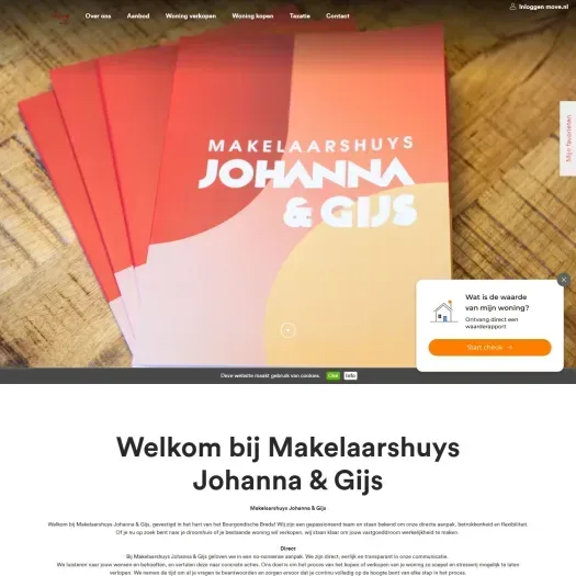 Screenshot van de website van makelaarshuysjohanna.nl