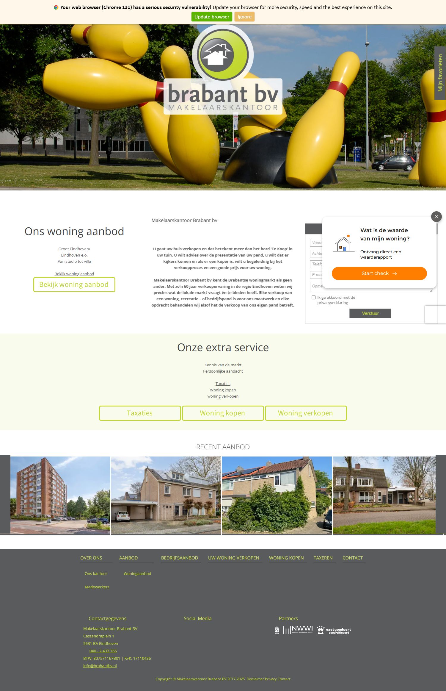 Screenshot der Website von www.brabantbv.nl