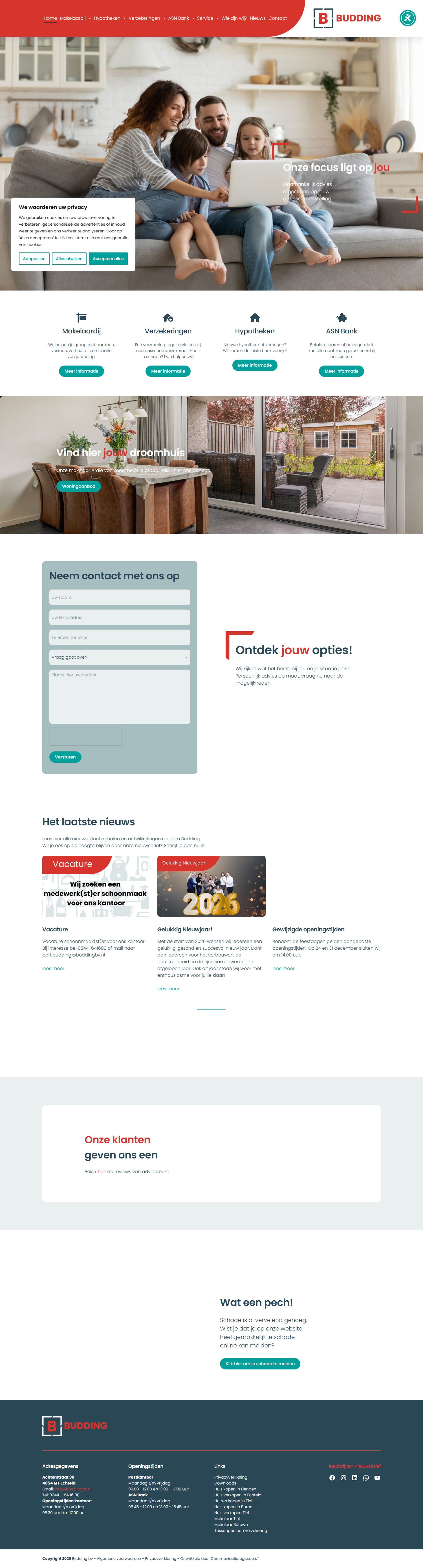 Screenshot of the website of www.buddingbv.nl