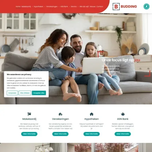 Screenshot of the website of www.buddingbv.nl