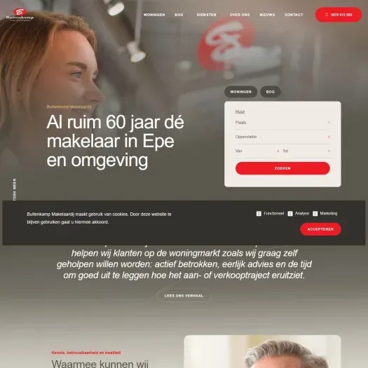 Screenshot van de website van www.makelaardijbuitenkamp.nl